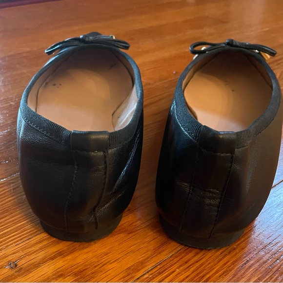 Riccardo Boccia black leather flats size 38, 7 1/2 US, pointed toe with bow, EUC - Picture 7 of 7